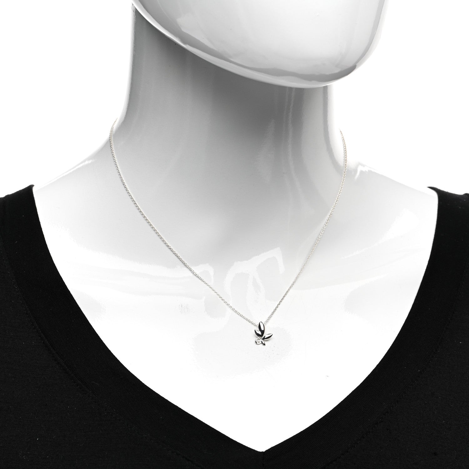 Tiffany Sterling Silver Paloma Picasso Olive Leaf Pendant Necklace 2 of 4