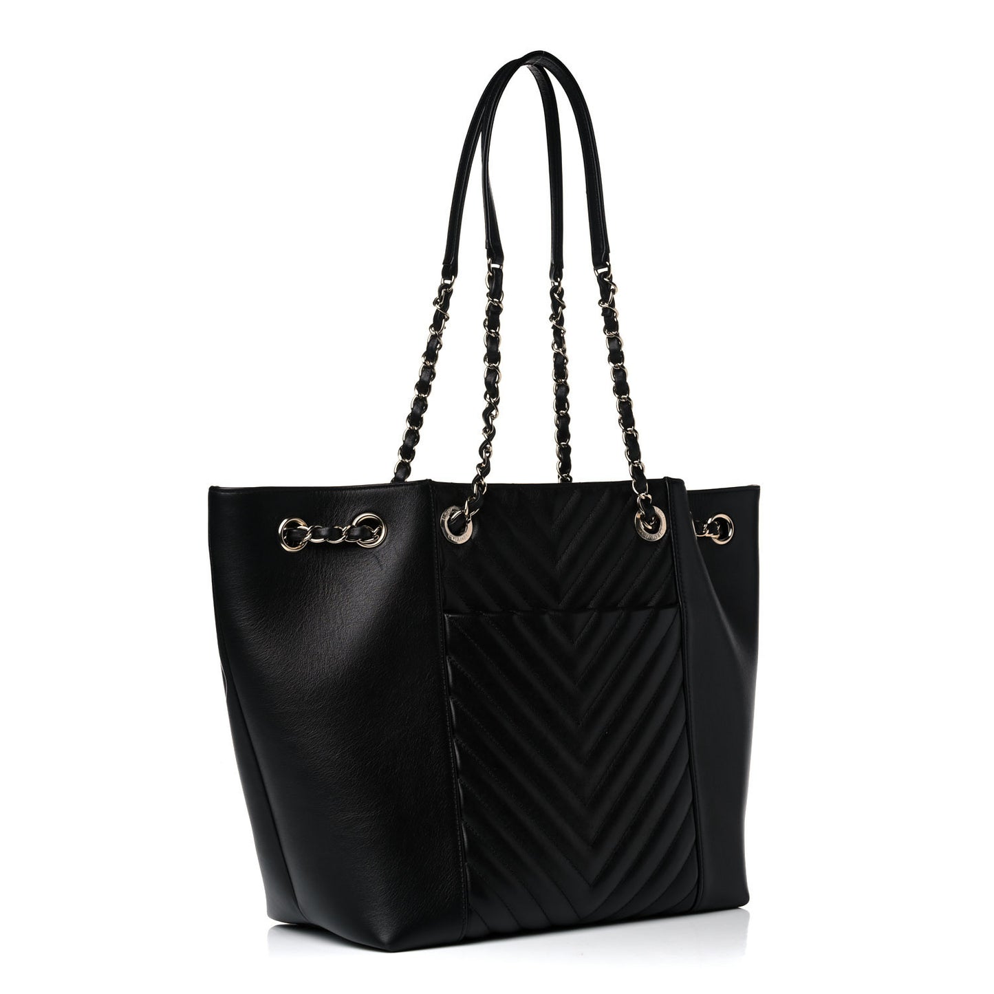 Calfskin Quilted Large Daily Shopping Bag Black