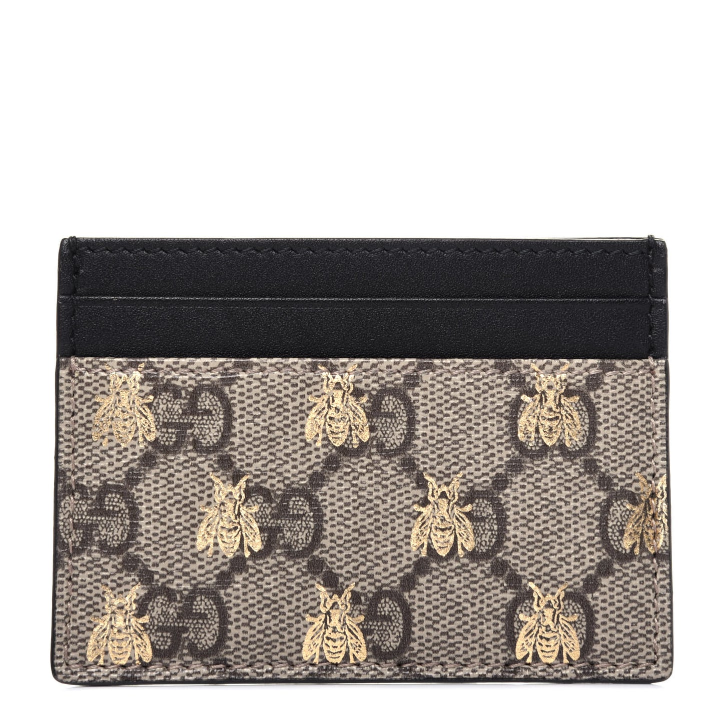 GG Supreme Monogram Bees Card Holder Black