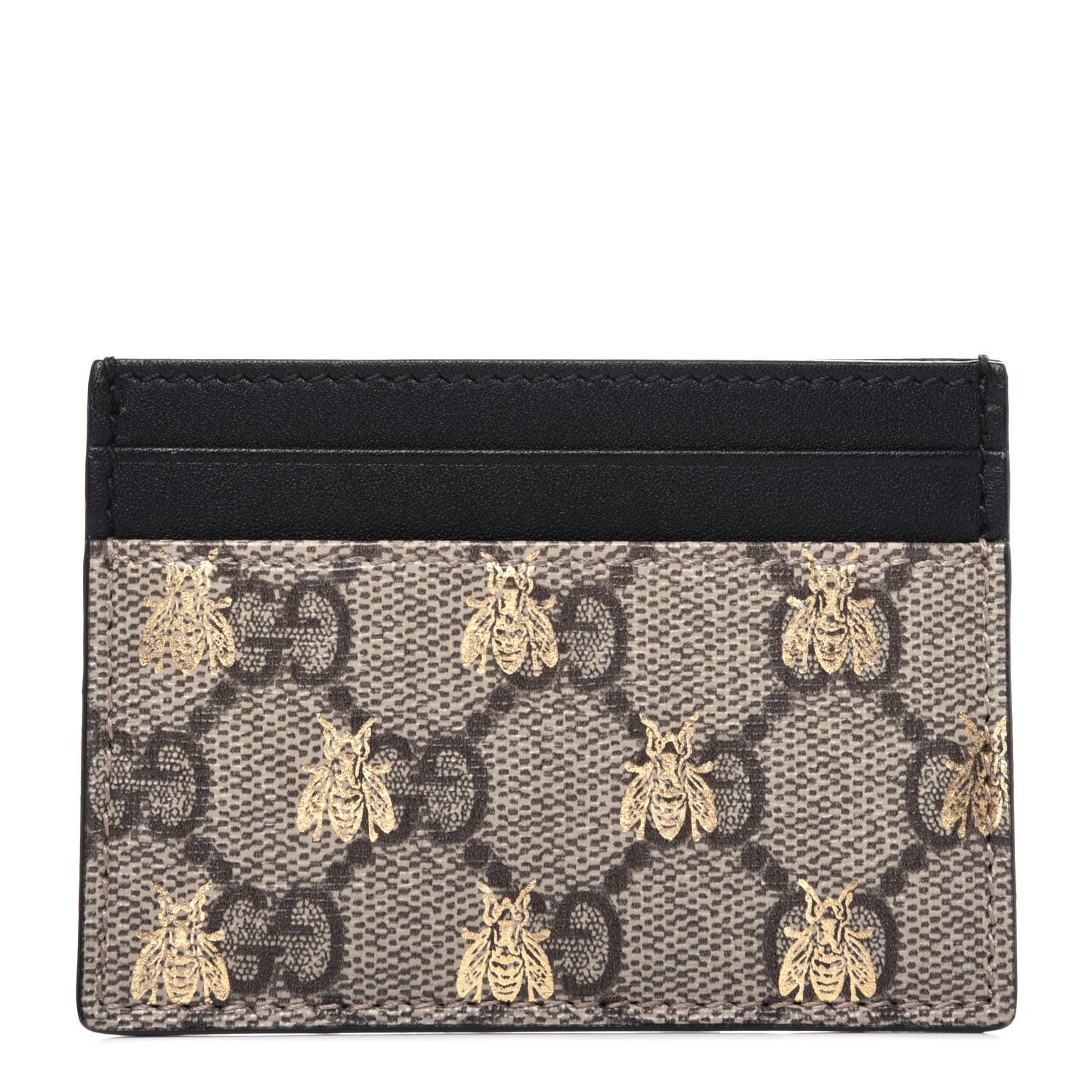 Gucci GG Supreme Monogram Bees Card Holder Black 1 of 7