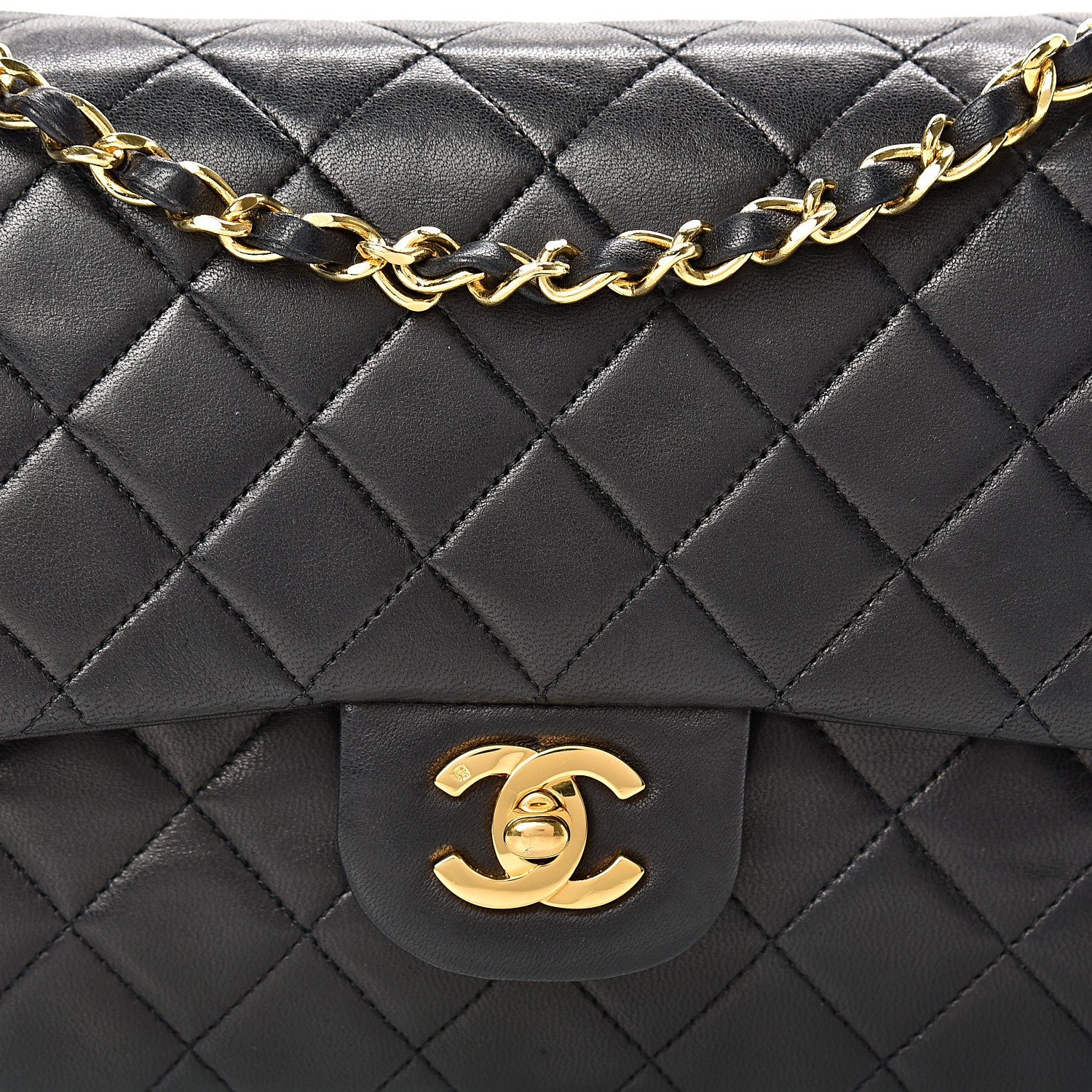 Chanel Lambskin Quilted Medium Double Flap Black 8 of 17