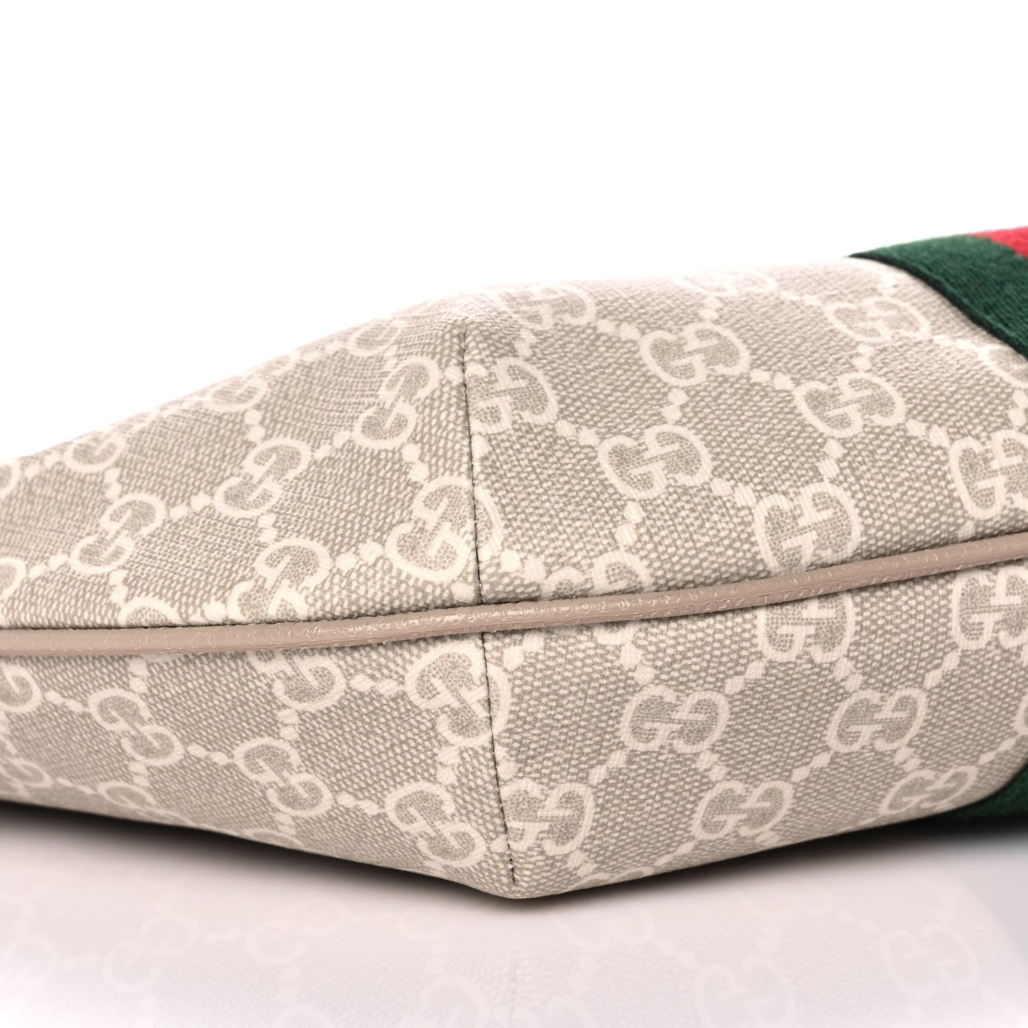 Gucci GG Supreme Monogram Textured Dollar Calfskin Web Small Ophidia Half Moon Hobo Beige Mystic White Oatmeal 9 of 11
