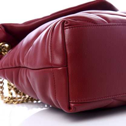 Saint Laurent Lambskin Quilted Small Loulou Puffer Monogram Chain Satchel Red 7 of 9