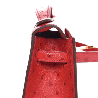 Hermes Ostrich Kelly Pochette Rouge Vif 16 of 35
