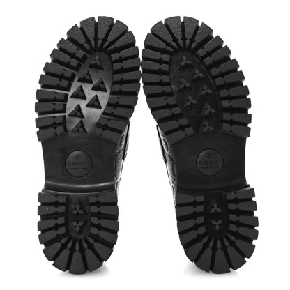 Gucci Piuma Calfskin Embossed Womens Platform Lug Sole Loafers 40 Black 6 of 10