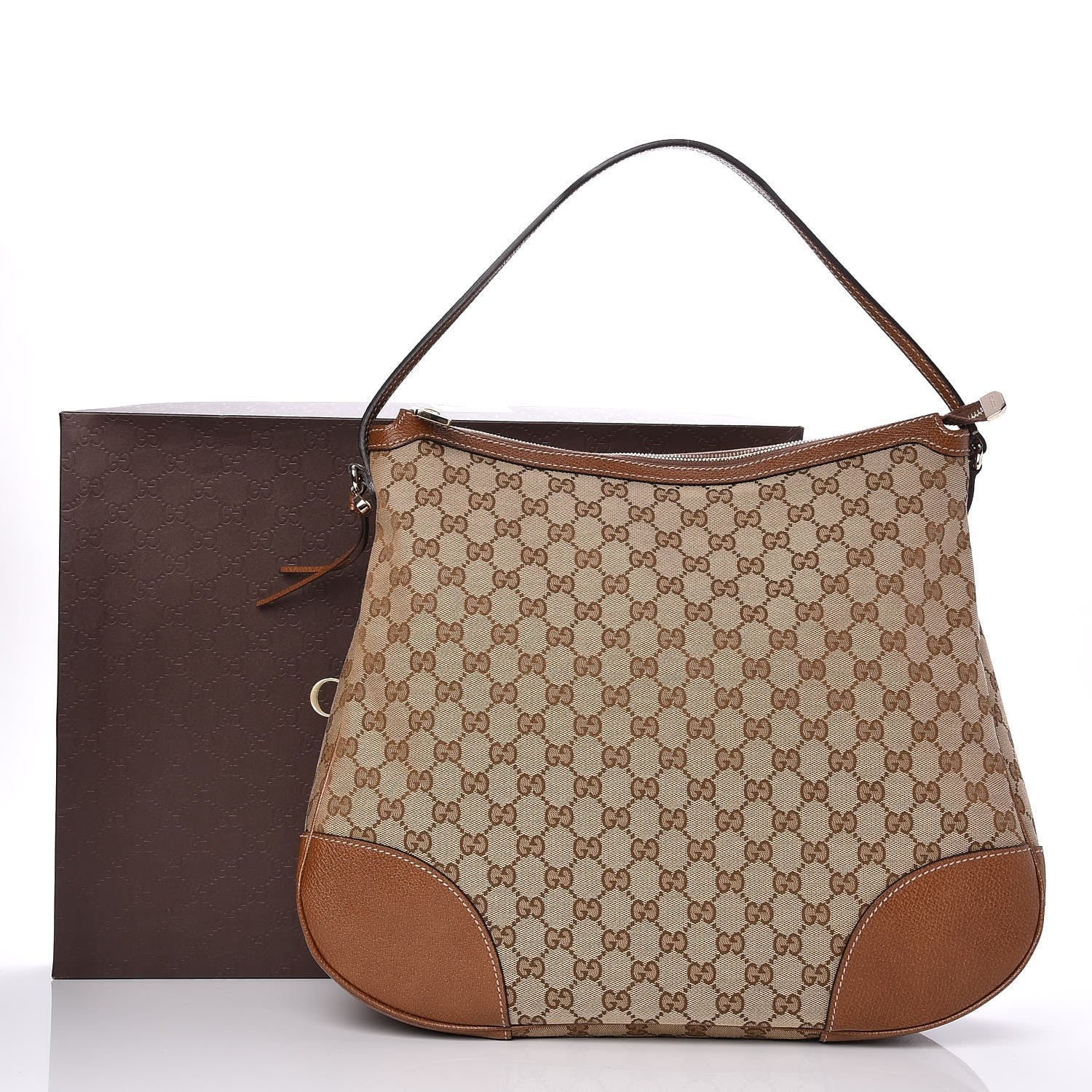 Gucci Monogram Textured Calfskin Large Bree Hobo Beige Ebony Nocciola 8 of 8