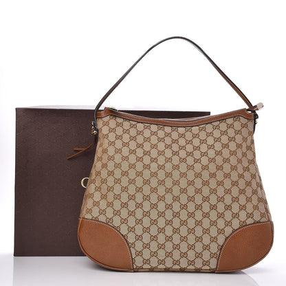 Gucci Monogram Textured Calfskin Large Bree Hobo Beige Ebony Nocciola 8 of 8