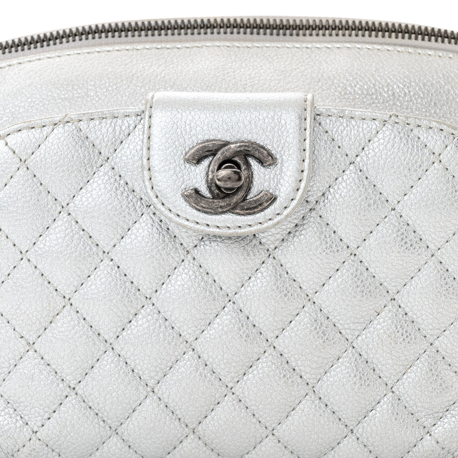 Chanel Metallic Grained Calfskin Quilted Casual Rock Waist Bag Fanny Pack Silver 8 of 15