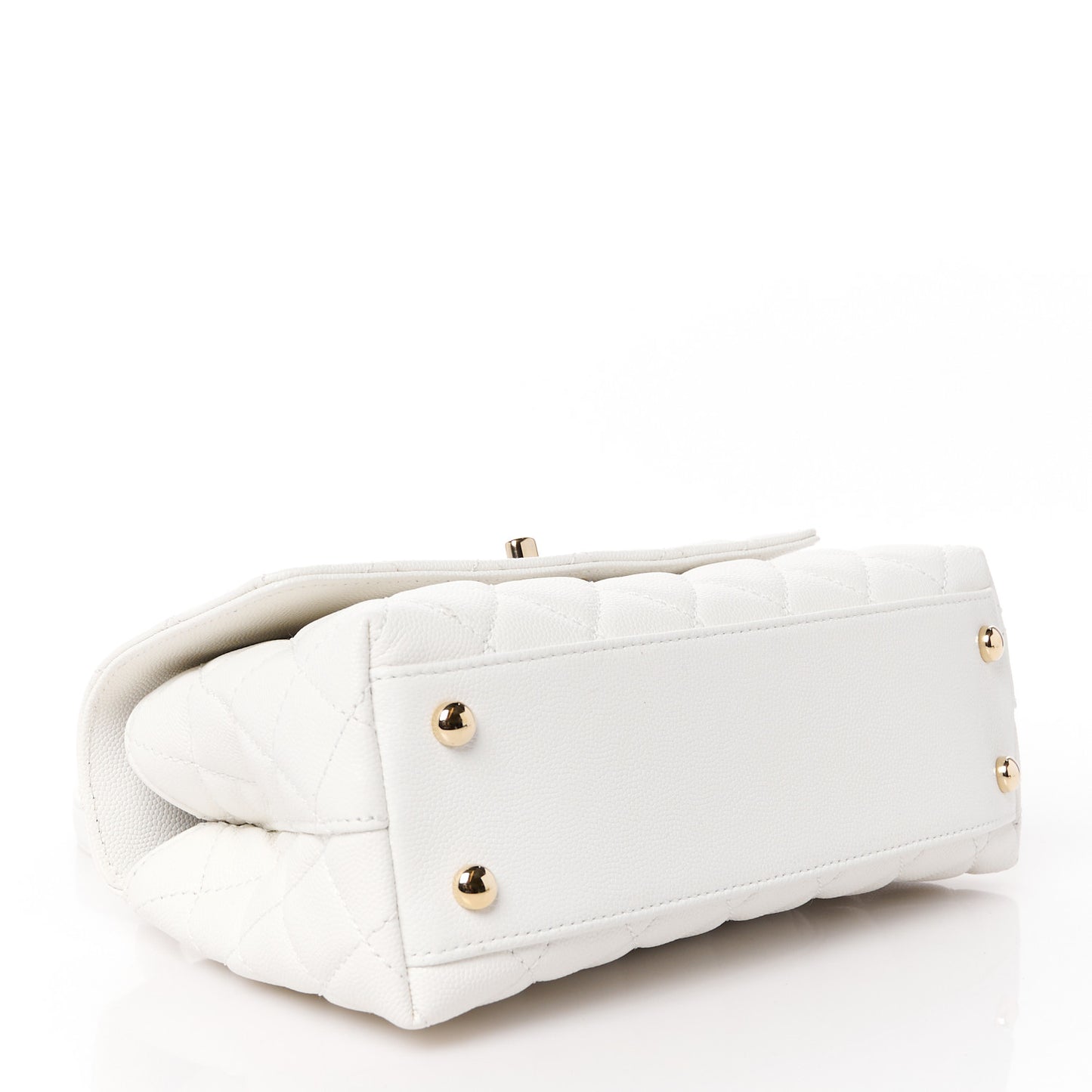 Caviar Quilted Mini Coco Handle Flap White