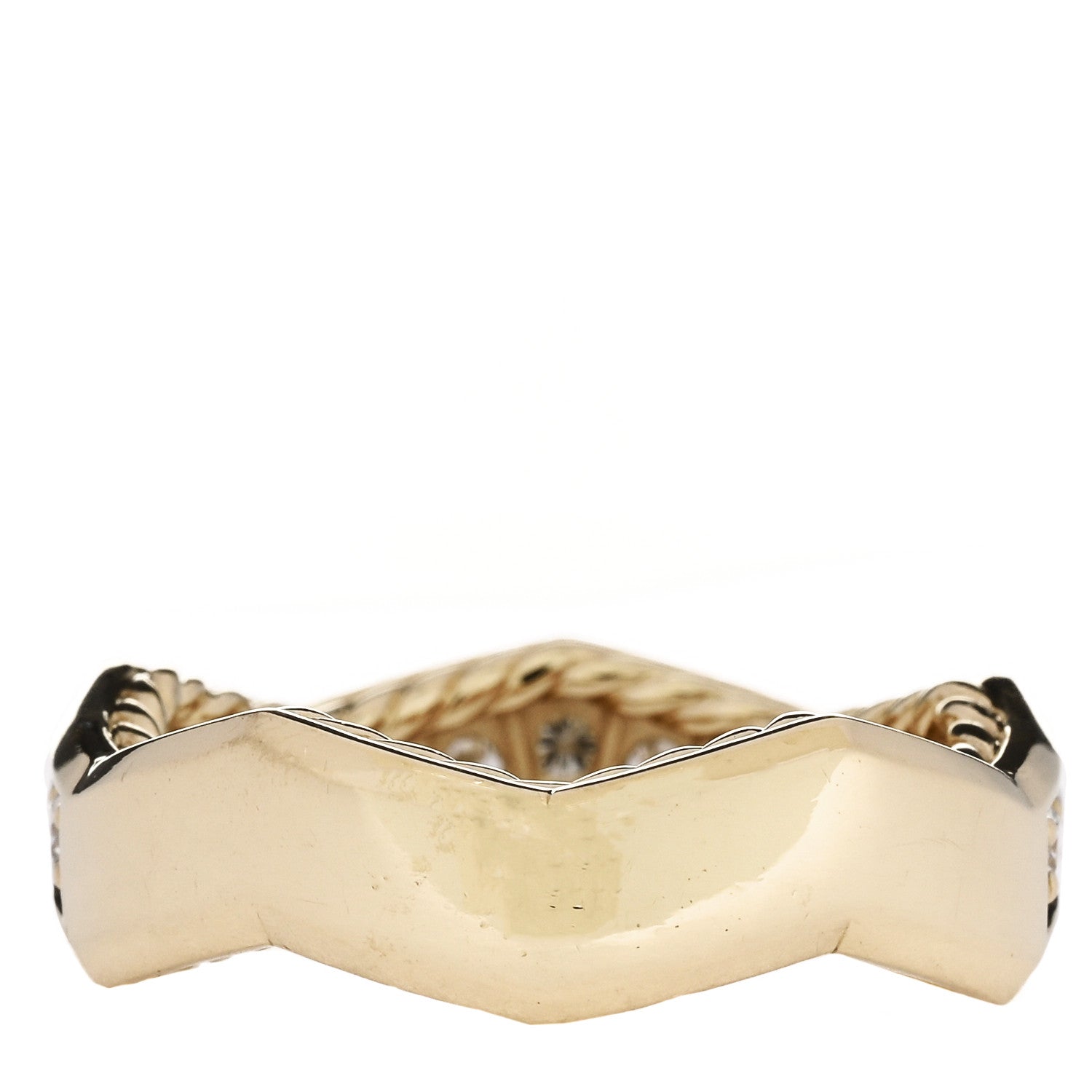 David Yurman 18K Yellow Gold Diamond 5mm Zig Zag Stax Ring 56 7.75 3 of 5