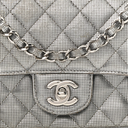 Chanel Metallic Calfskin Quilted Pixel Effect Mini Rectangular Flap Dark Silver 10 of 16