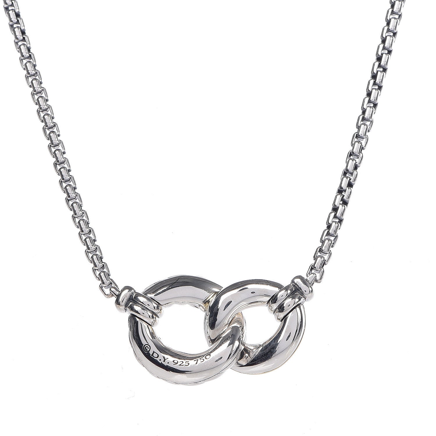 David Yurman Sterling Silver 18K Yellow Gold Belmont Pendant Necklace 5 of 7
