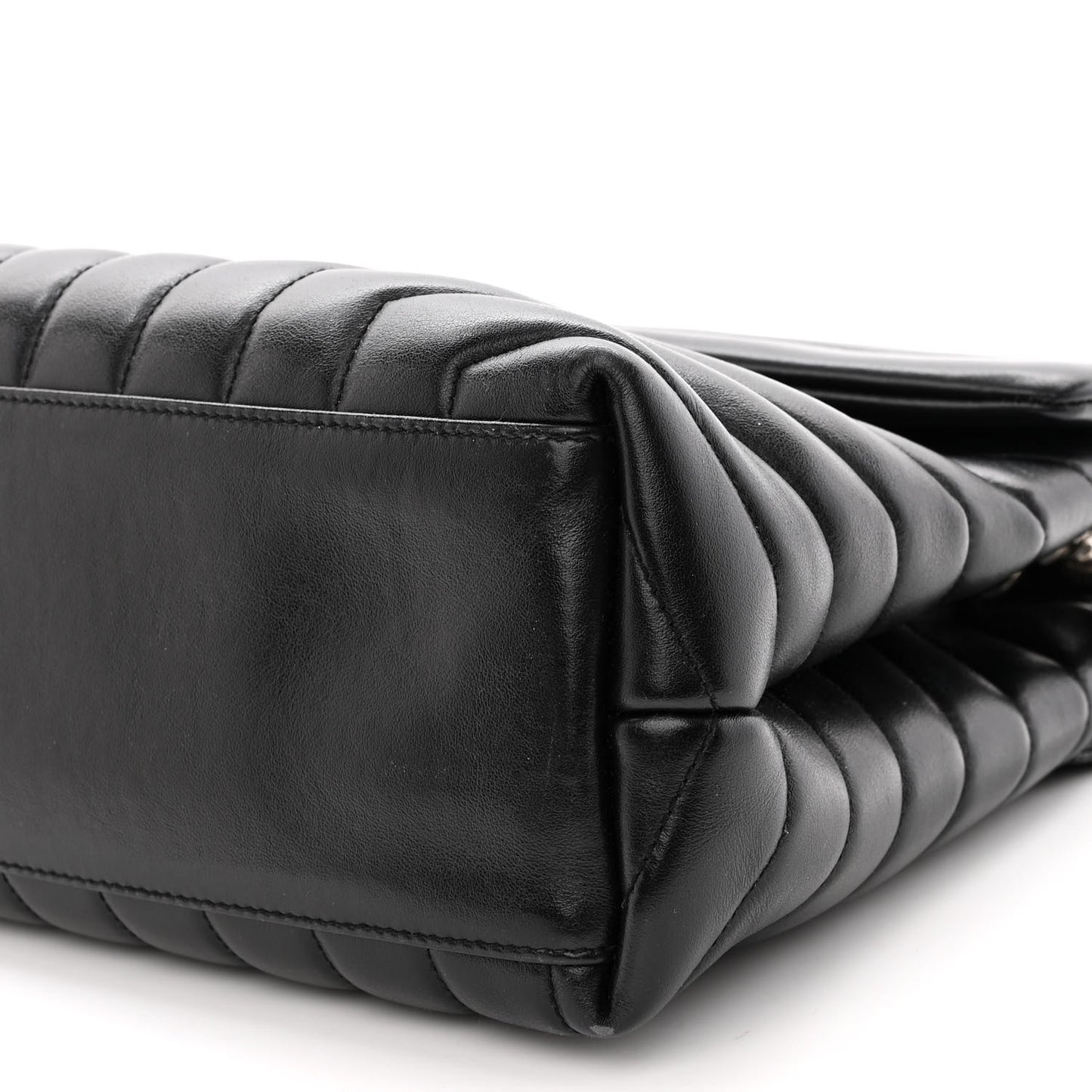 Calfskin Y Quilted Monogram Medium Loulou Chain Satchel Black