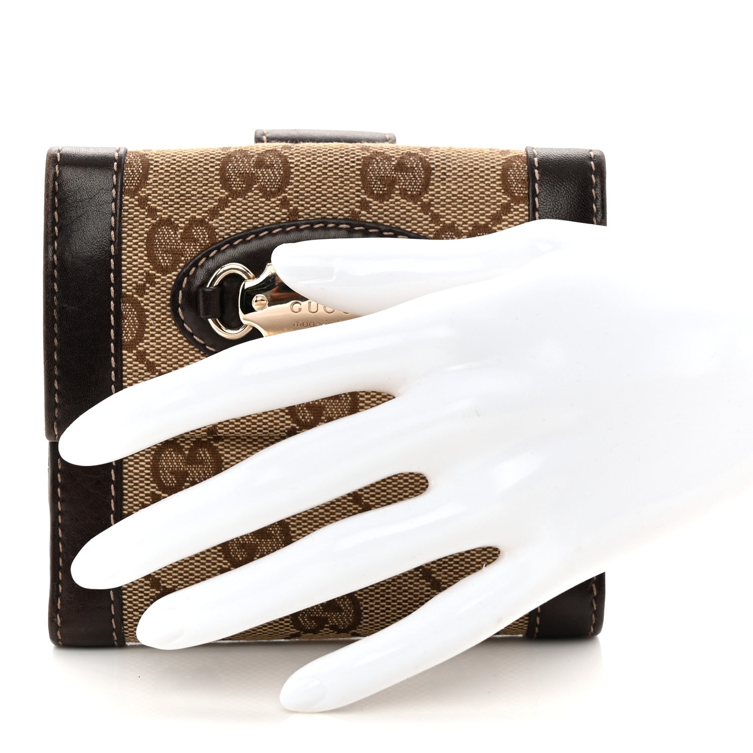 Gucci Monogram French Flap Wallet Dark Brown 2 of 12