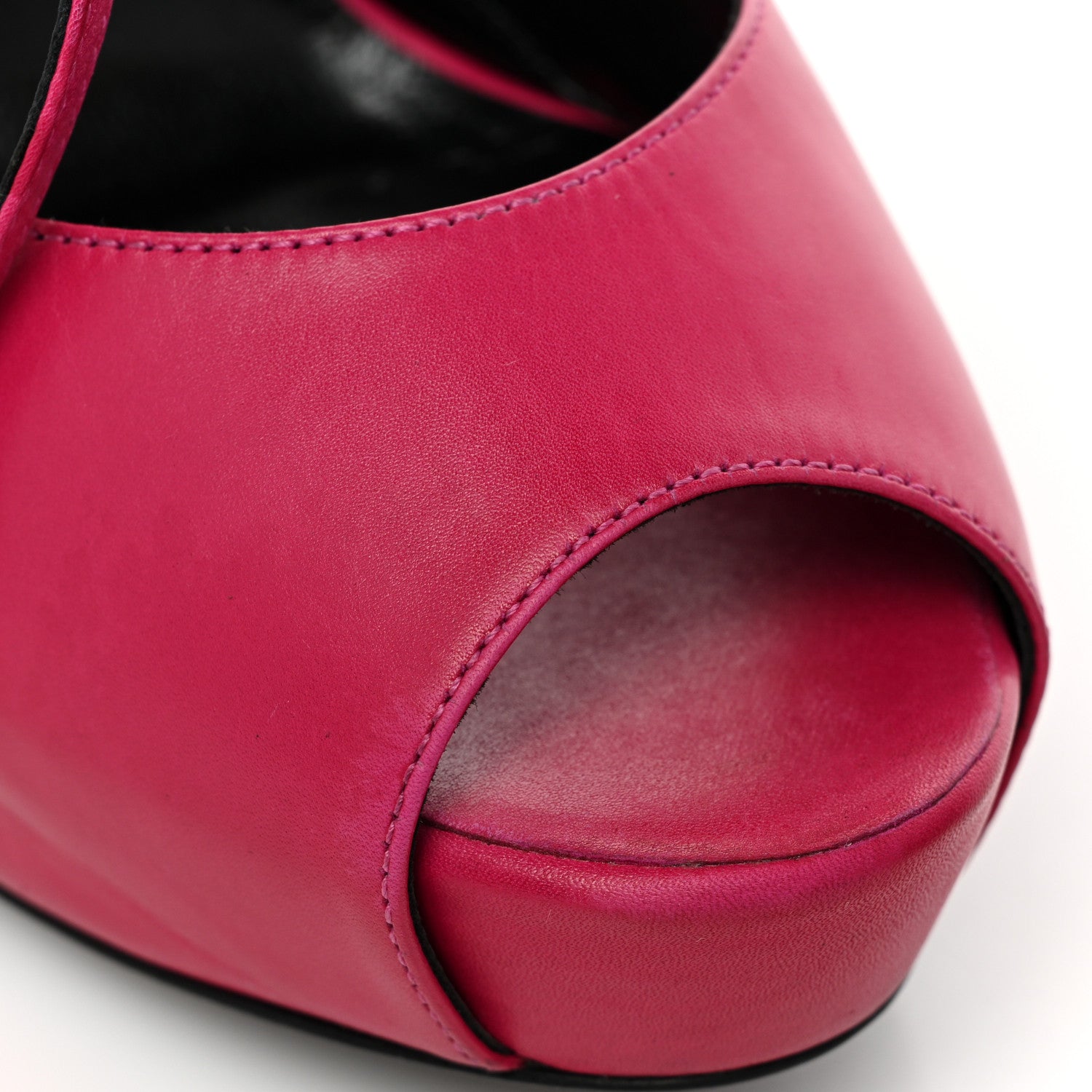 Saint Laurent Calfskin Tribute Lips Platform Sandals 39 Fuchsia 13 of 13