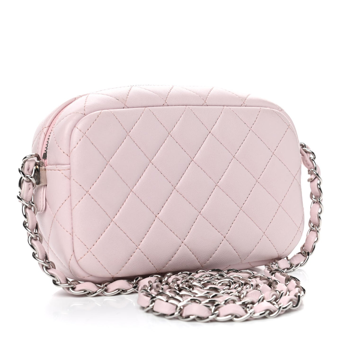 Lambskin Quilted Small Timeless Camera Case Light Pink
