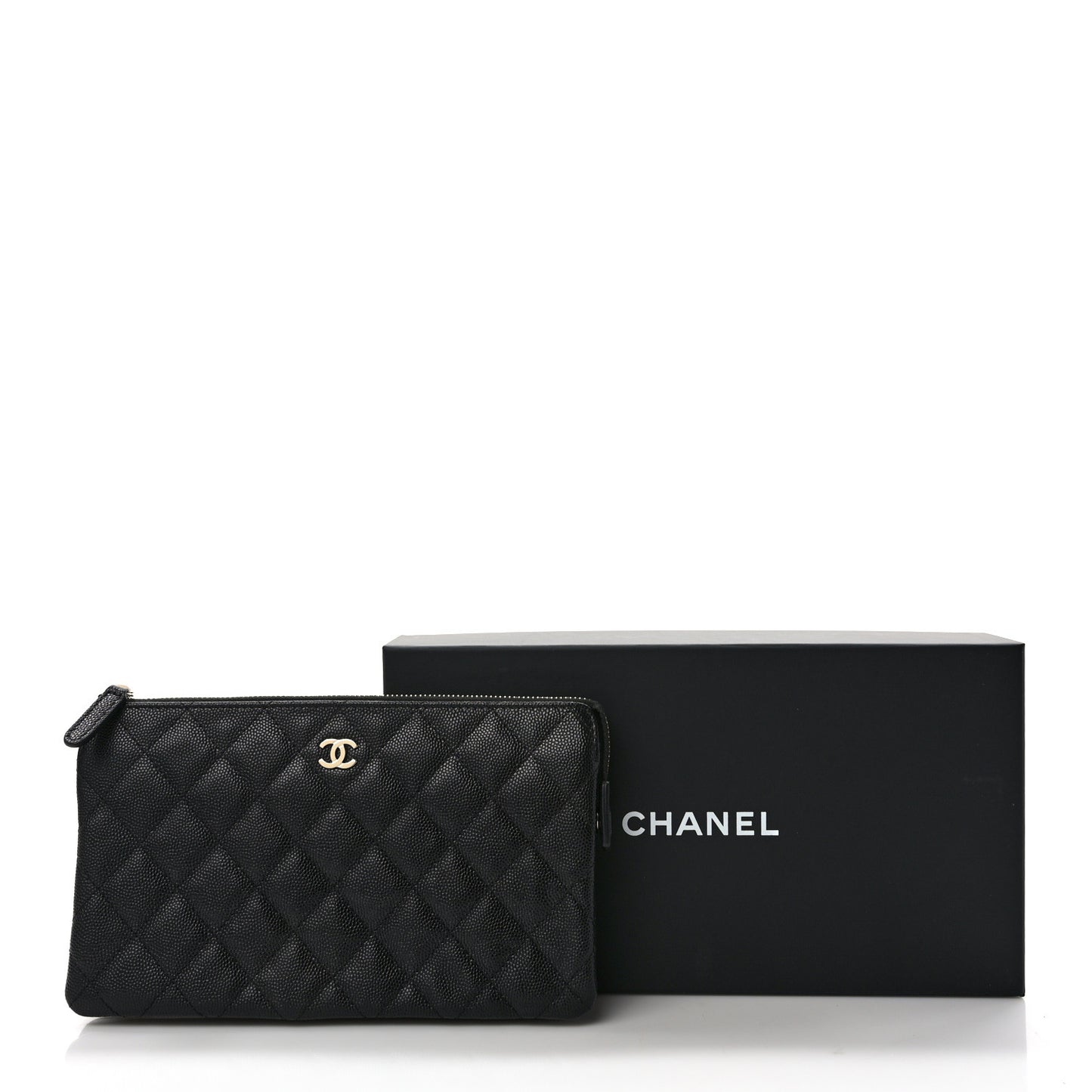 Caviar Quilted Small Zipped Pouch Black