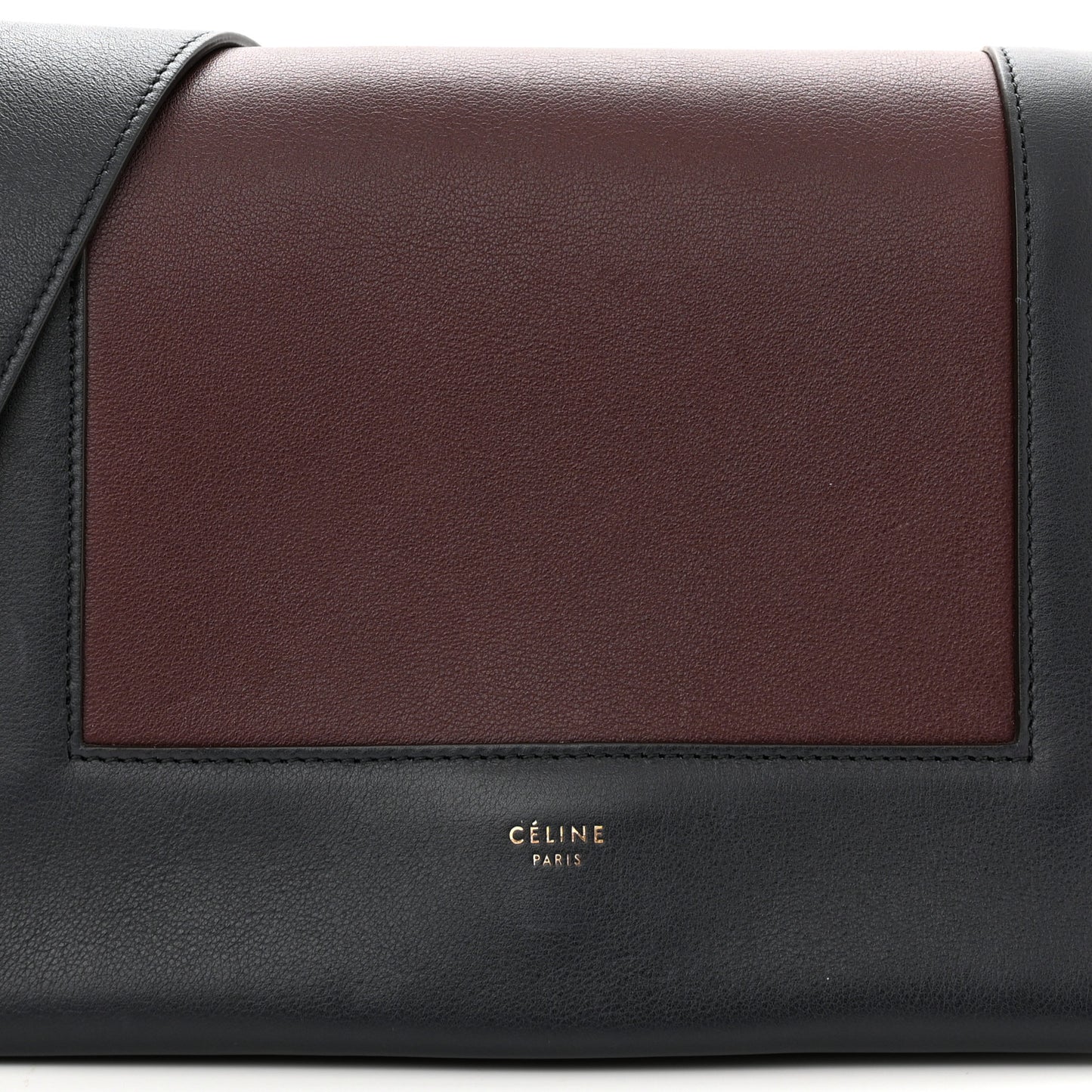 Shiny Smooth Calfskin Medium Frame Shoulder Bag Steel Blue Plum
