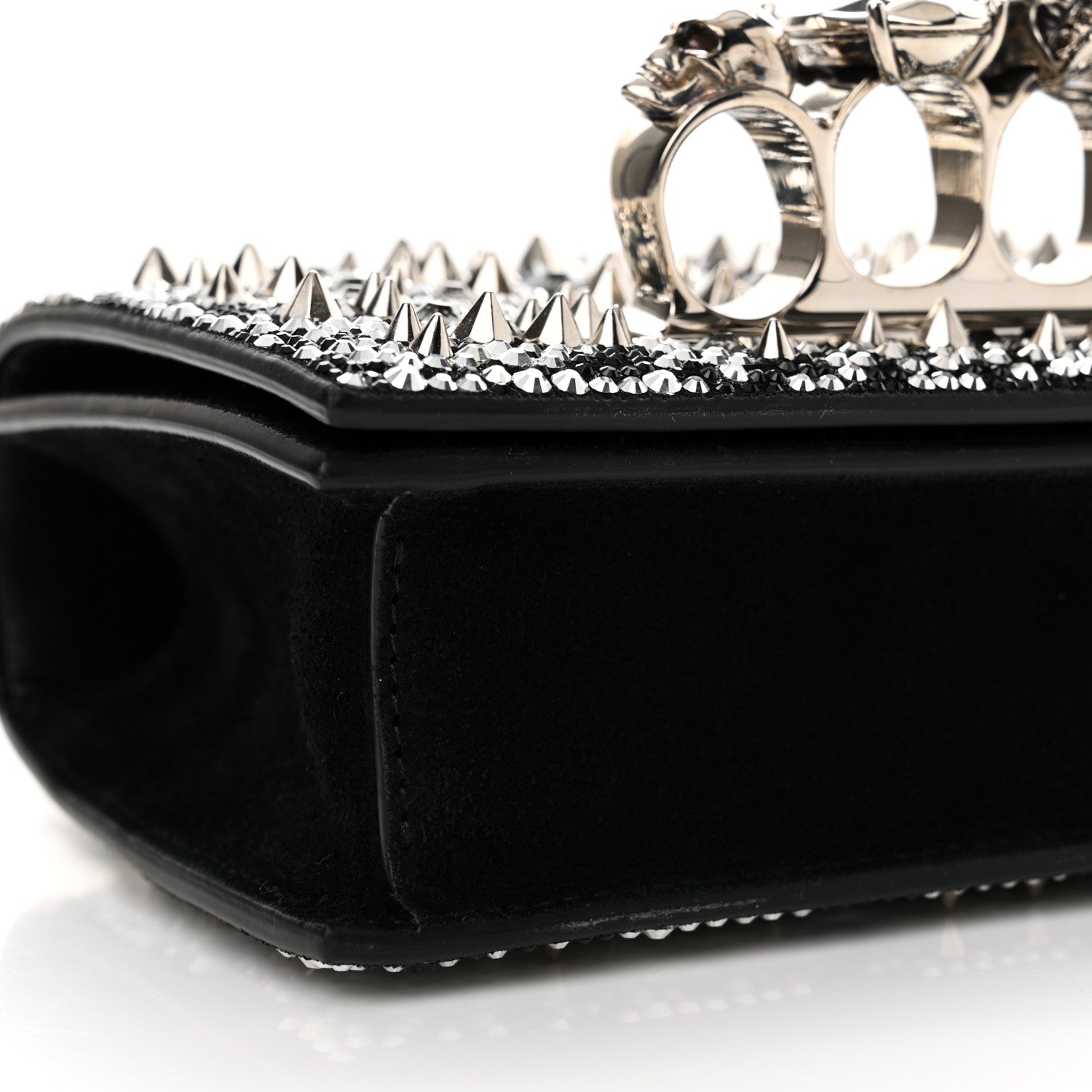Alexander McQueen Calfskin Studded Knuckle Satchel Black Silver 9 of 13