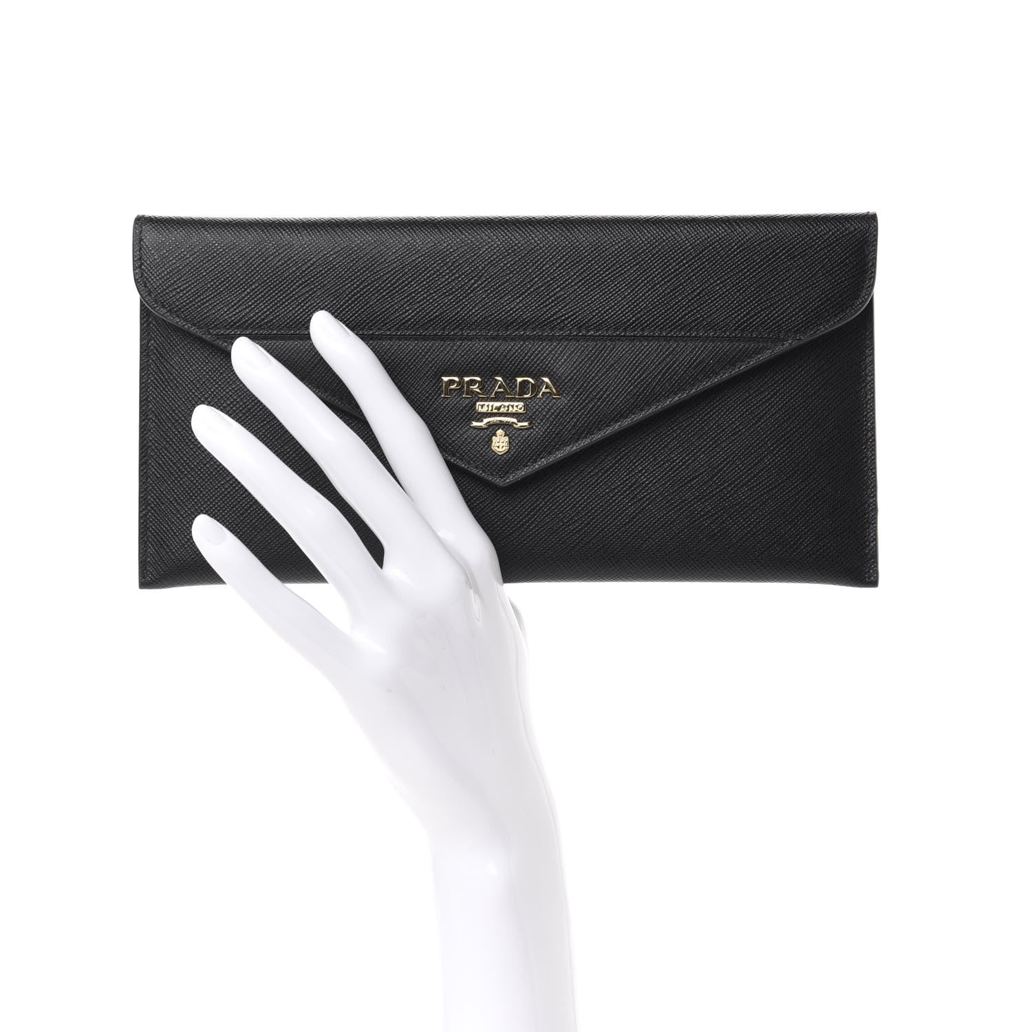 Prada Saffiano Letter Envelope Wallet Black 3 of 9