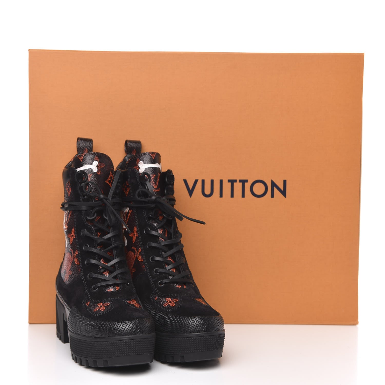 Louis Vuitton Suede Calfskin Catogram Laureate Platform Desert Boots 37 Black Marron 7 of 7