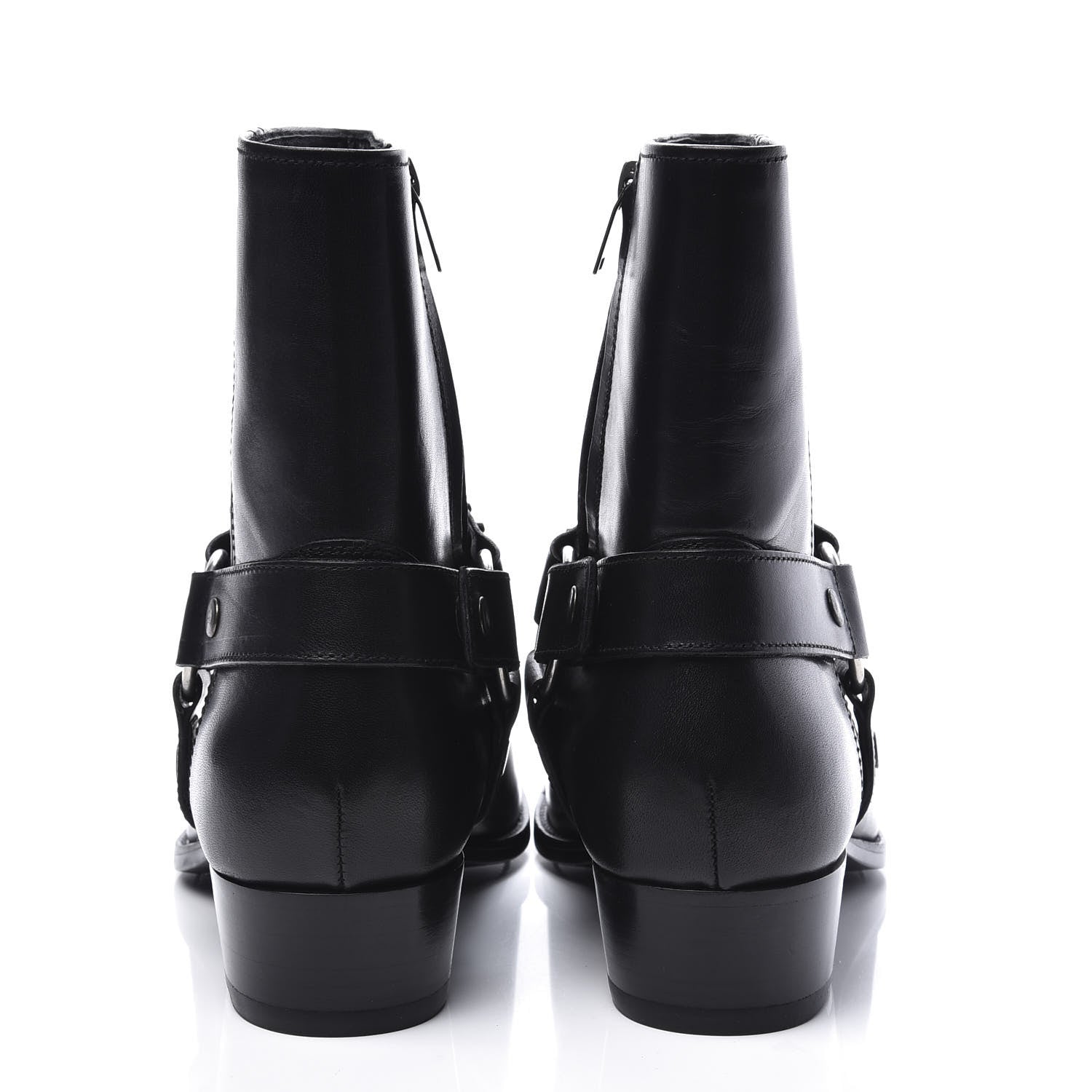 Saint Laurent Calfskin Studded Mens Wyatt Harness Boots 41 Black 7 of 11