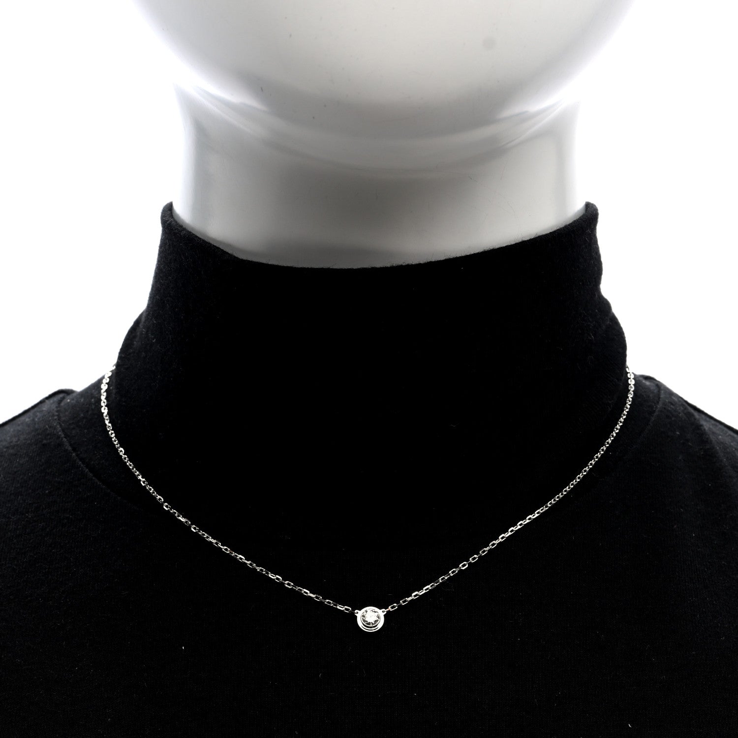 Cartier 18K White Gold Diamond LM D'Amour Pendant Necklace 2 of 4