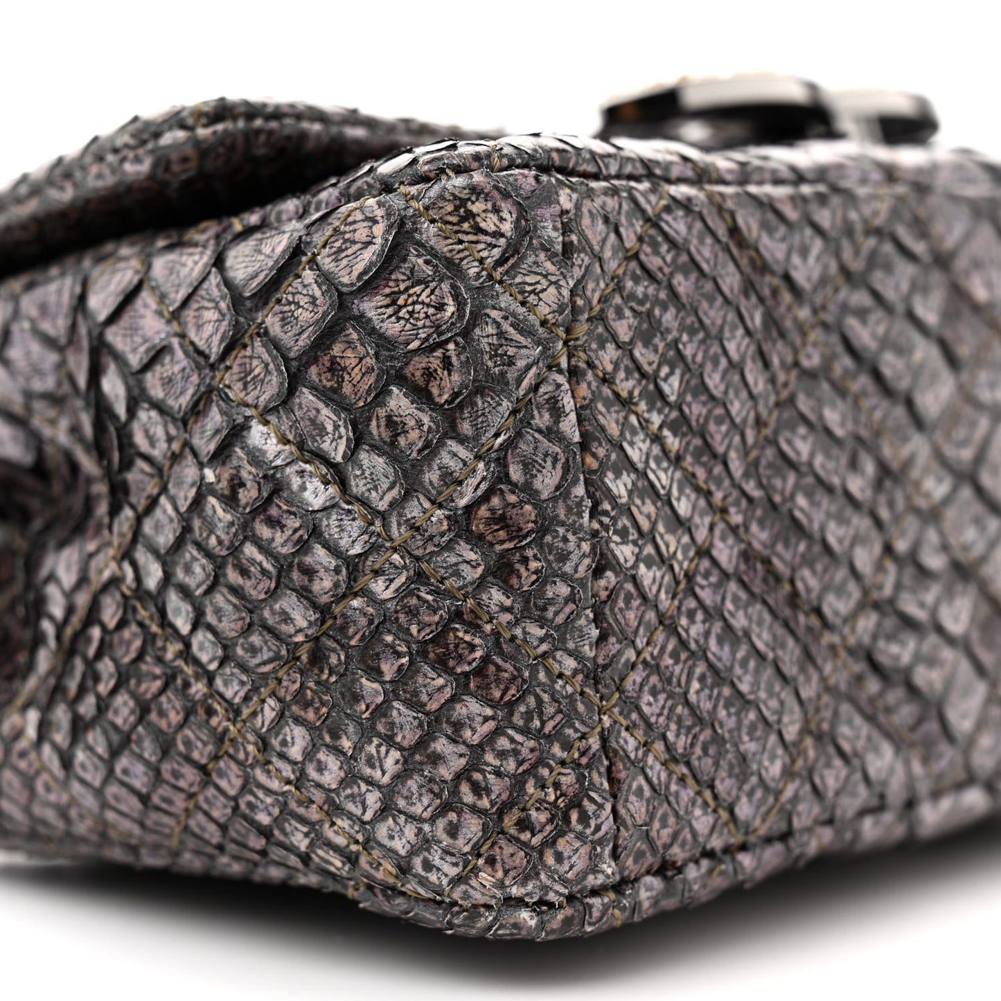 Metallic Snakeskin Strass Flap Bag Light Purple