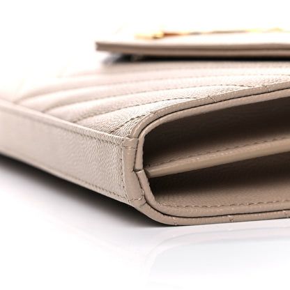 Saint Laurent Grain De Poudre Matelasse Chevron Monogram Chain Wallet Nude Powder 8 of 9