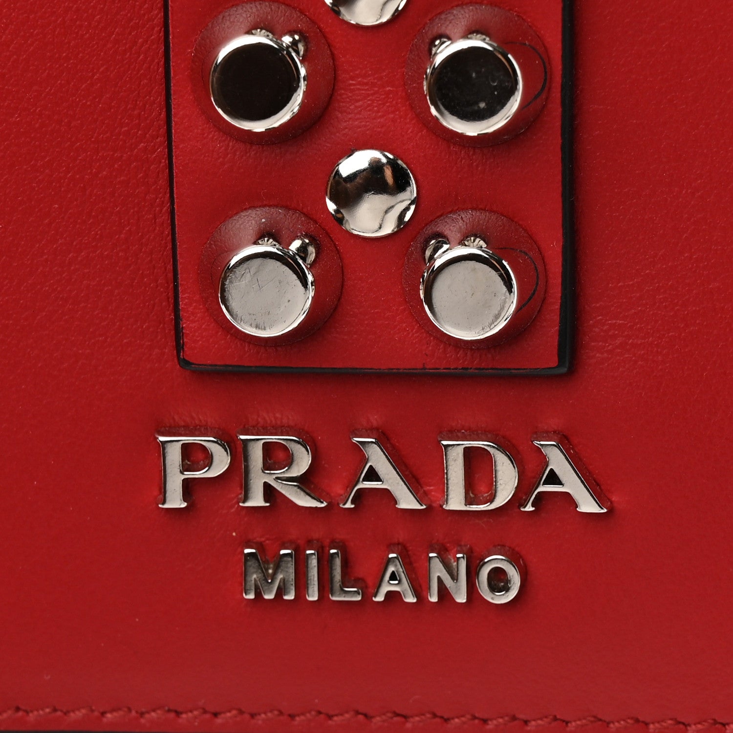 Prada Saffiano City Calfskin Studded Large Elektra Shoulder Bag Fuoco Black 10 of 10