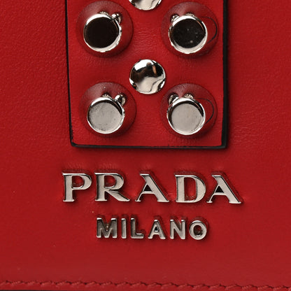 Prada Saffiano City Calfskin Studded Large Elektra Shoulder Bag Fuoco Black 10 of 10