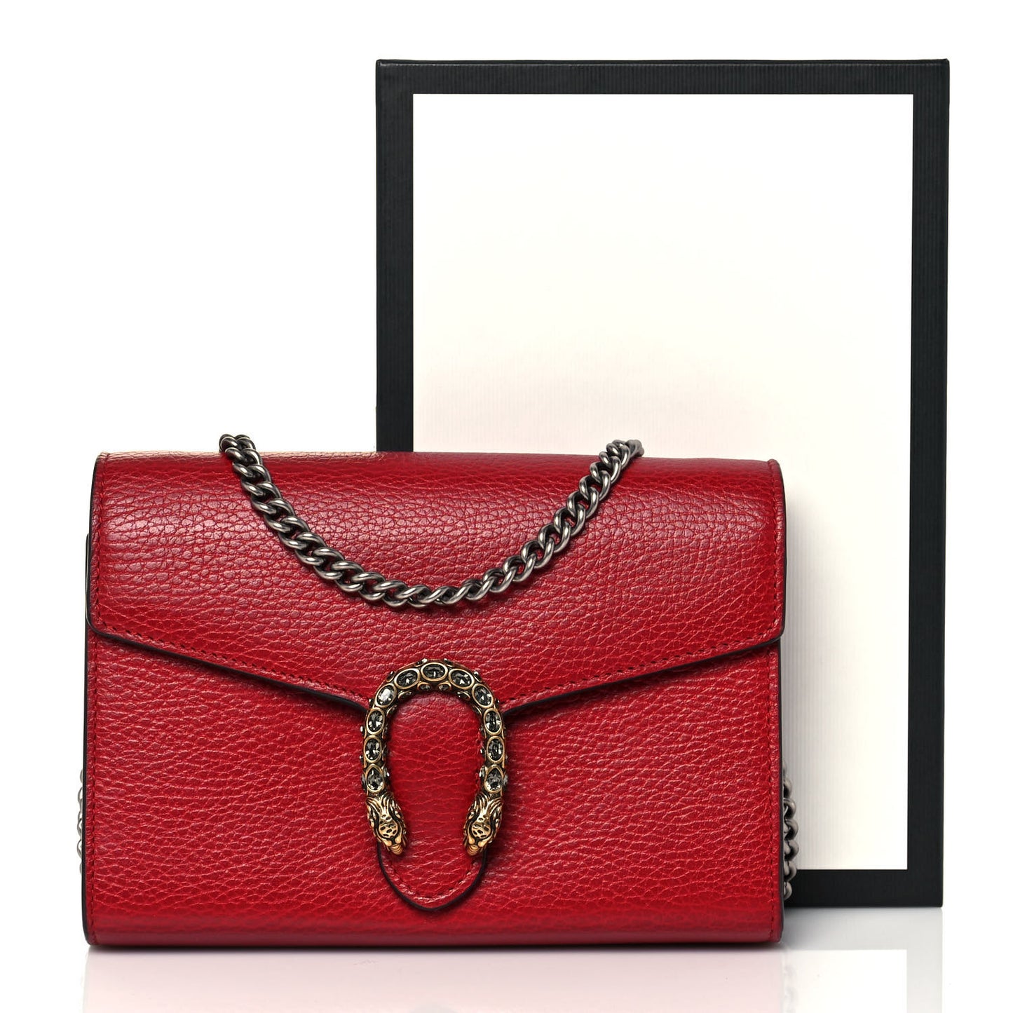 Calfskin Mini Dionysus Chain Wallet Hibiscus Red