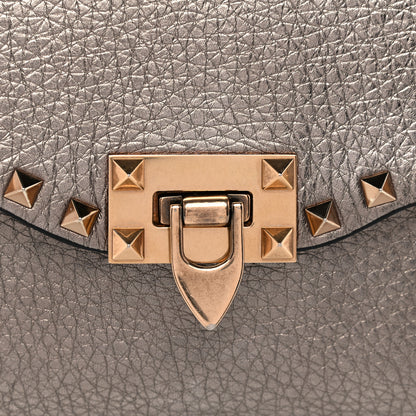 Valentino Garavani Metallic Pebbled Calfskin Medium Rockstud Flip Lock Crossbody Bag Sasso 12 of 12