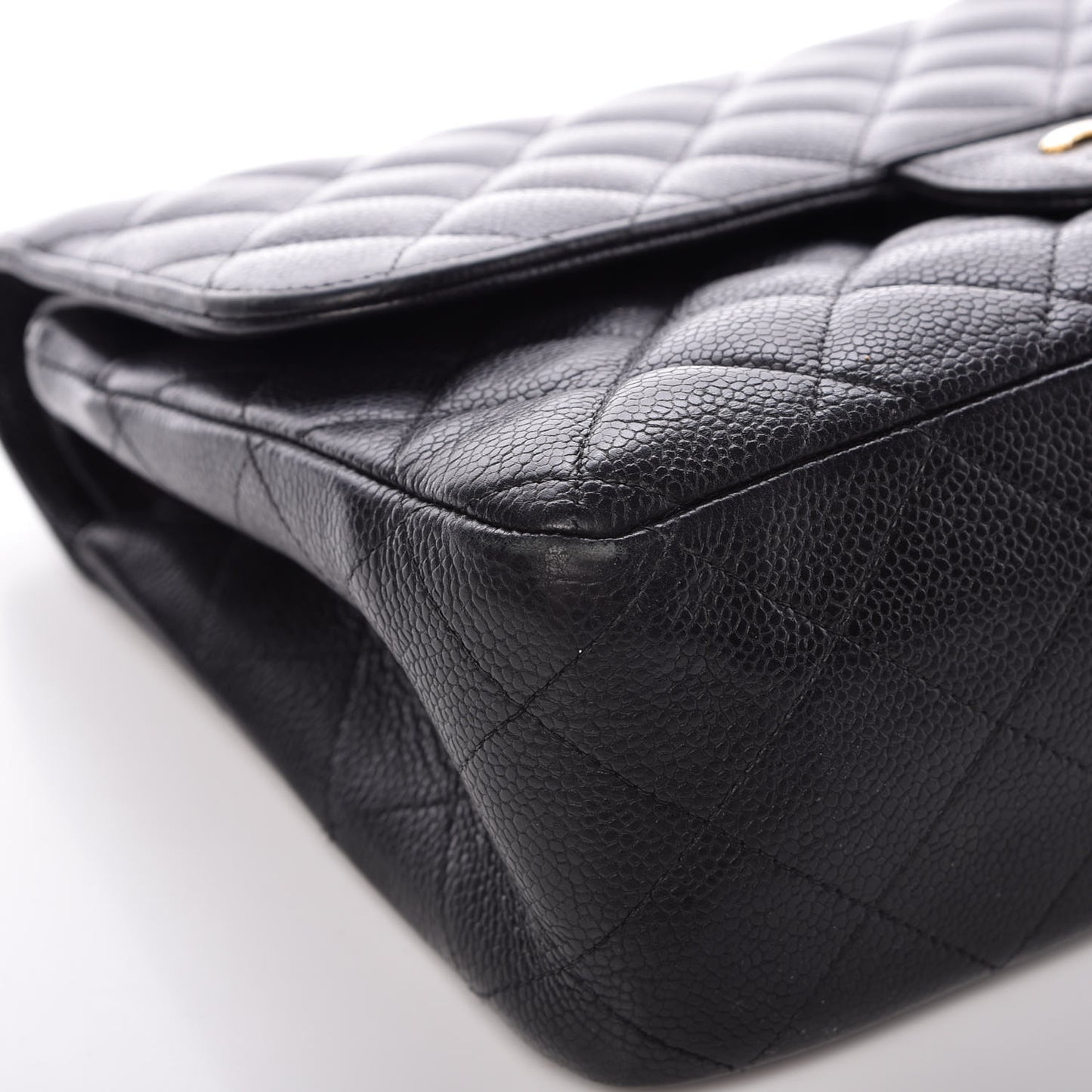 Caviar Quilted Jumbo Double Flap Black