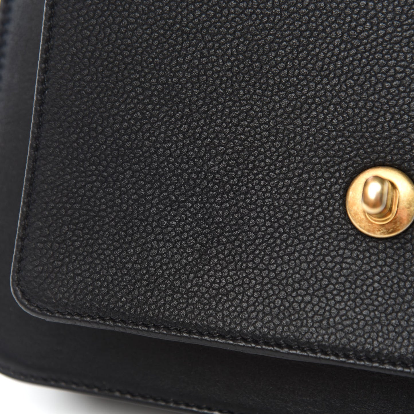 Calfskin Caviar Quilted Chain Handle Flap Black