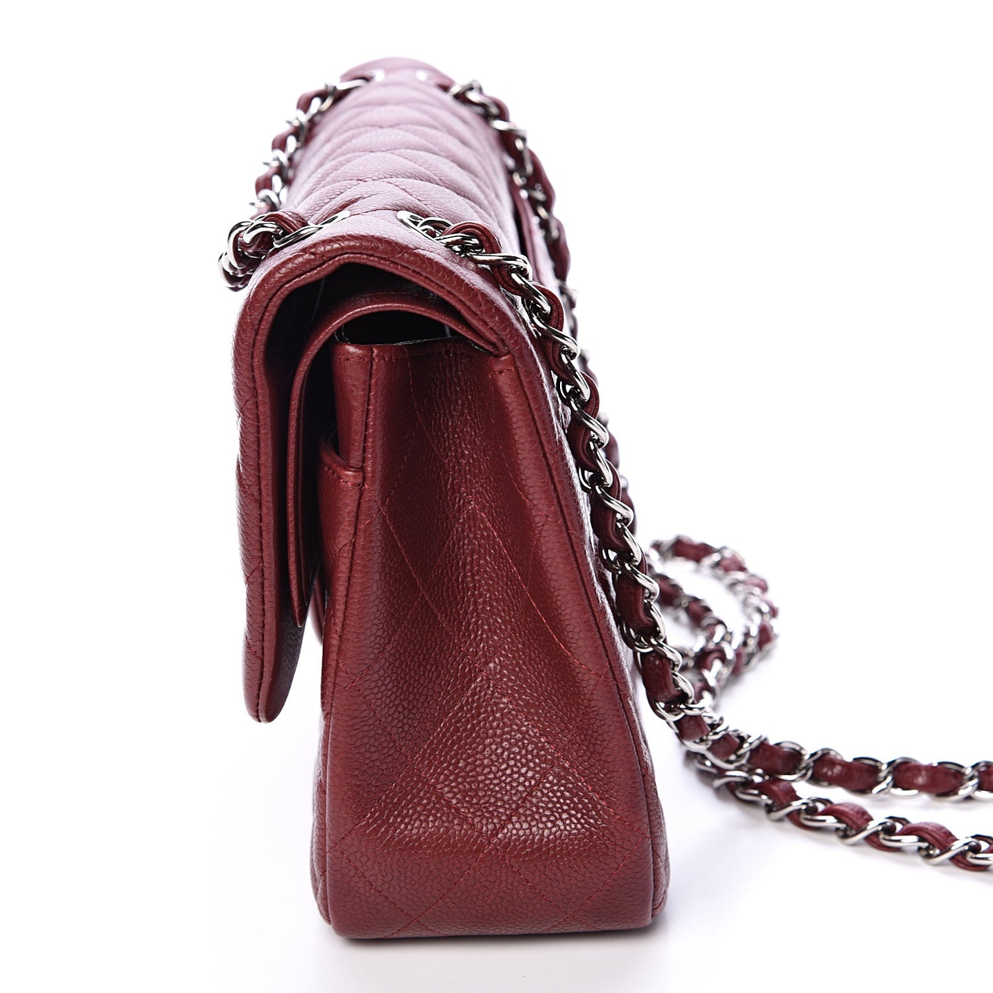 Caviar Quilted Jumbo Double Flap Dark Red