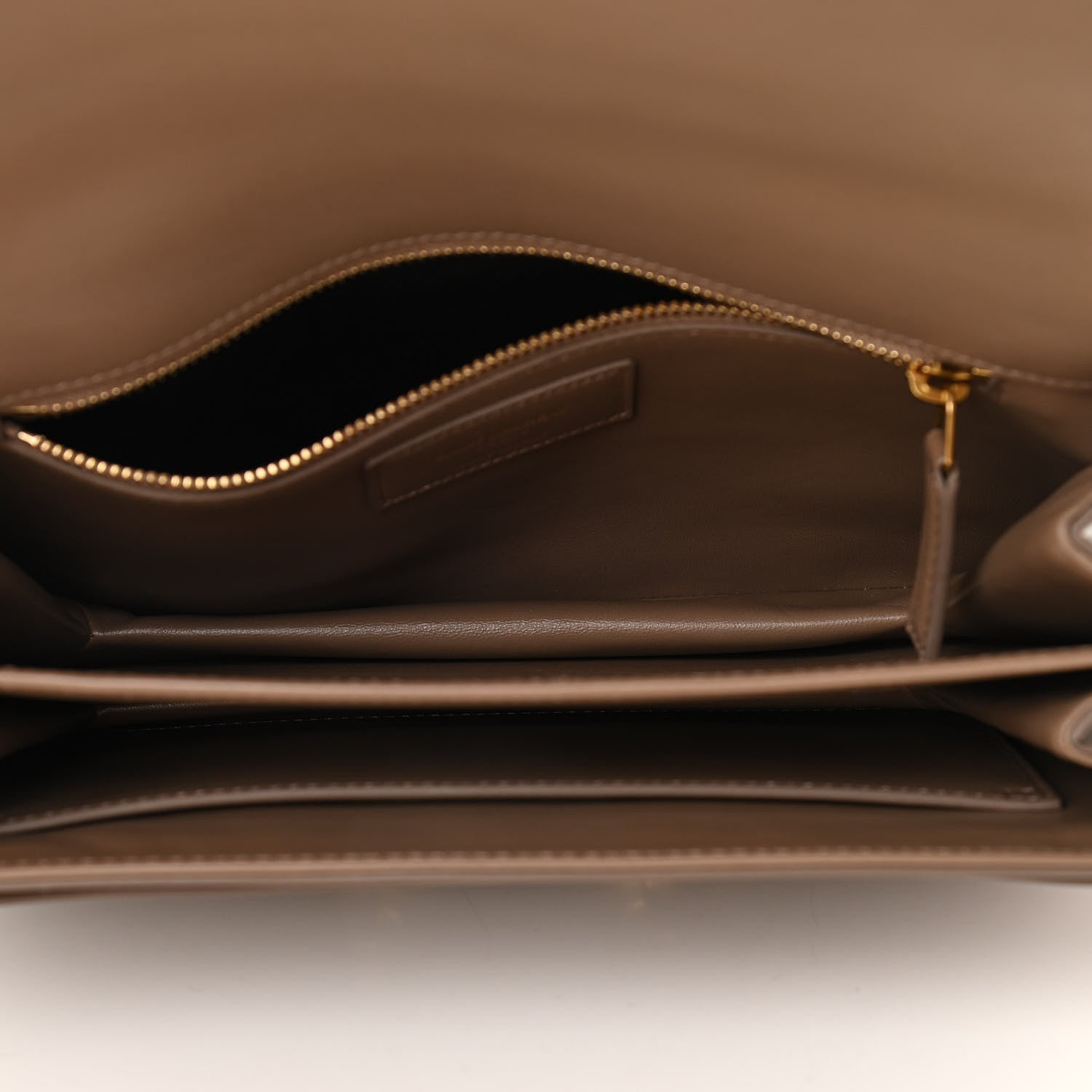 Saint Laurent Smooth Calfskin Le Maillon Satchel Dark Beige 5 of 10