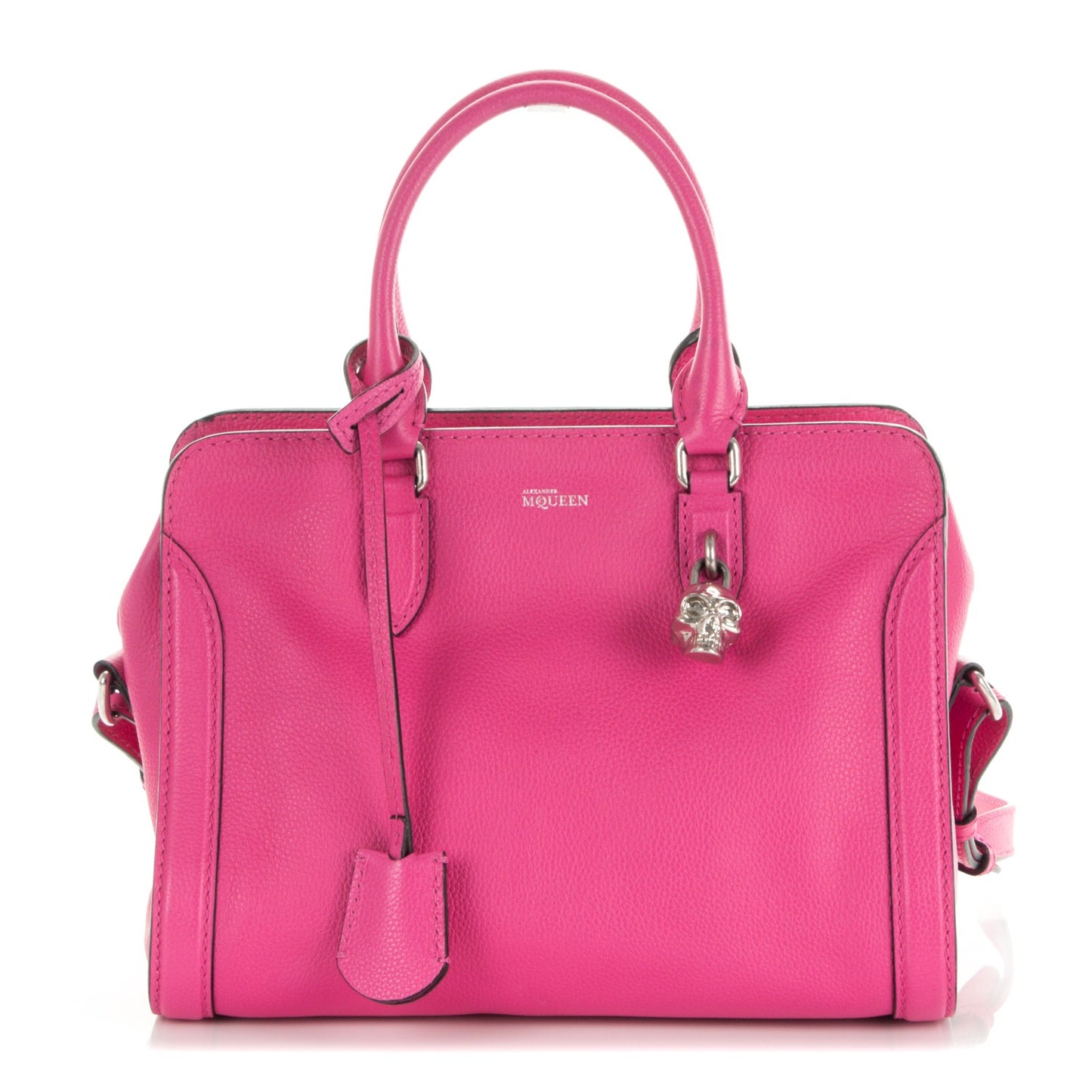Pebbled Calfskin Small Skull Padlock Zip Around Tote Bouganville