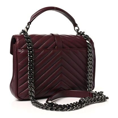 Saint Laurent Sheepskin Matelasse Chevron Monogram Medium College Bag Rouge Legion 3 of 13