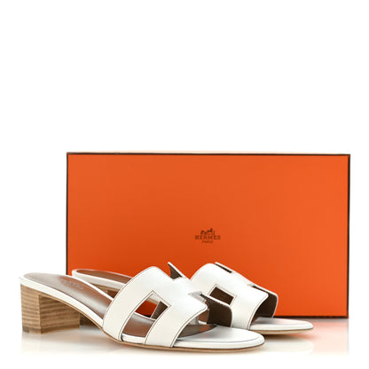 Hermes Calfskin Oasis Sandals 37 White 10 of 10