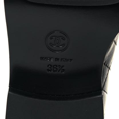 Chanel Calfskin Stitched CC Loafers 36.5 Black 6 of 10