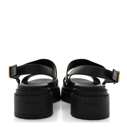 Prada Nappa Metal Triangle Logo Slingback Sandals 40 Black 10 of 16
