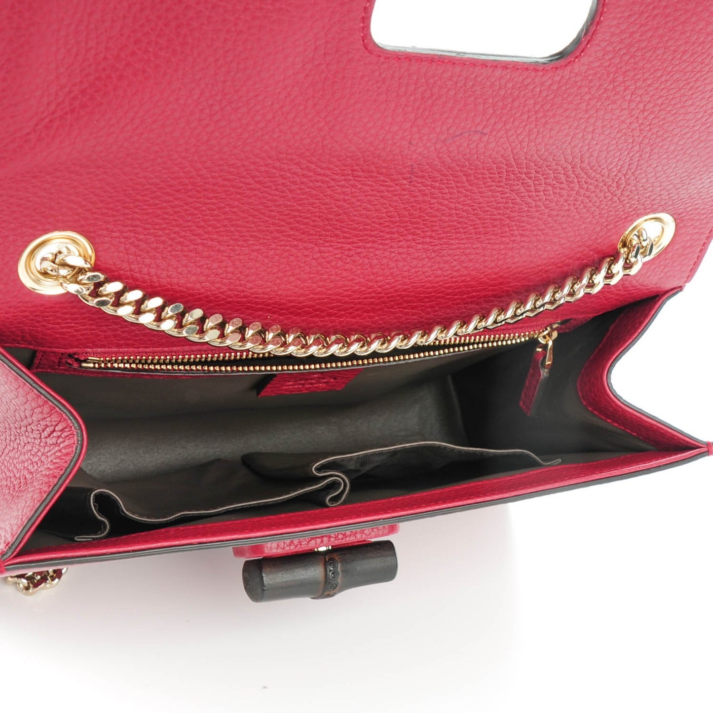 Pebbled Calfskin Medium Miss Bamboo Shoulder Bag Burgundy