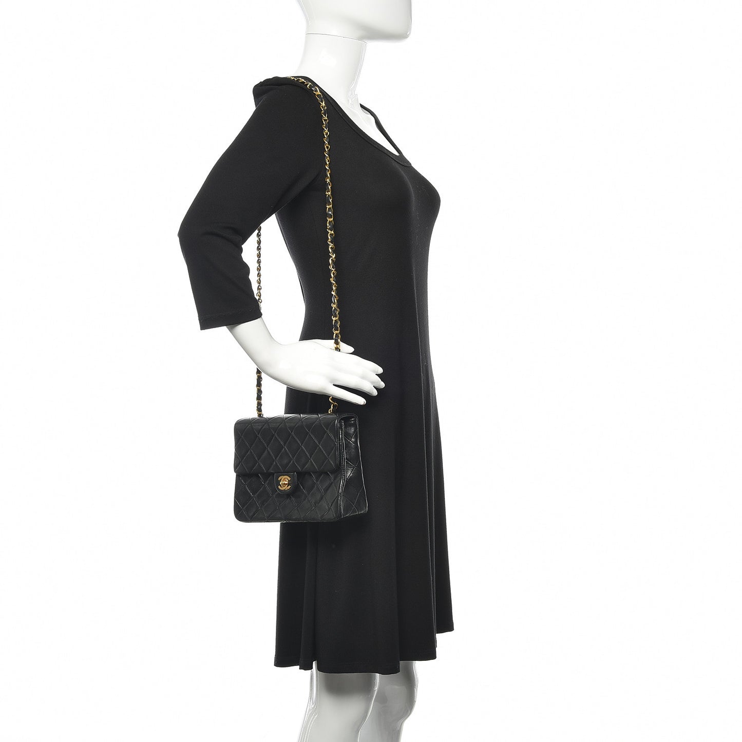 Lambskin Quilted Mini Square Flap Black