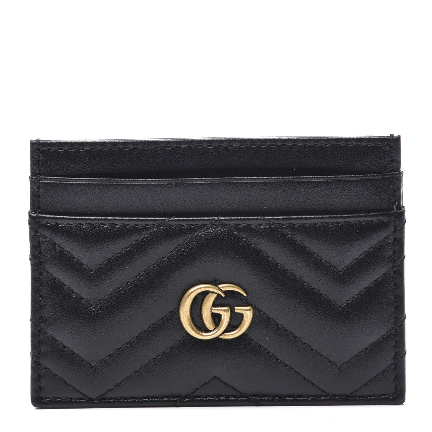 Gucci Calfskin Matelasse GG Marmont Card Holder Black 1 of 8