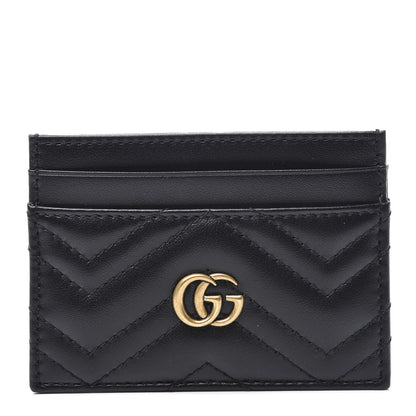 Gucci Calfskin Matelasse GG Marmont Card Holder Black 1 of 8