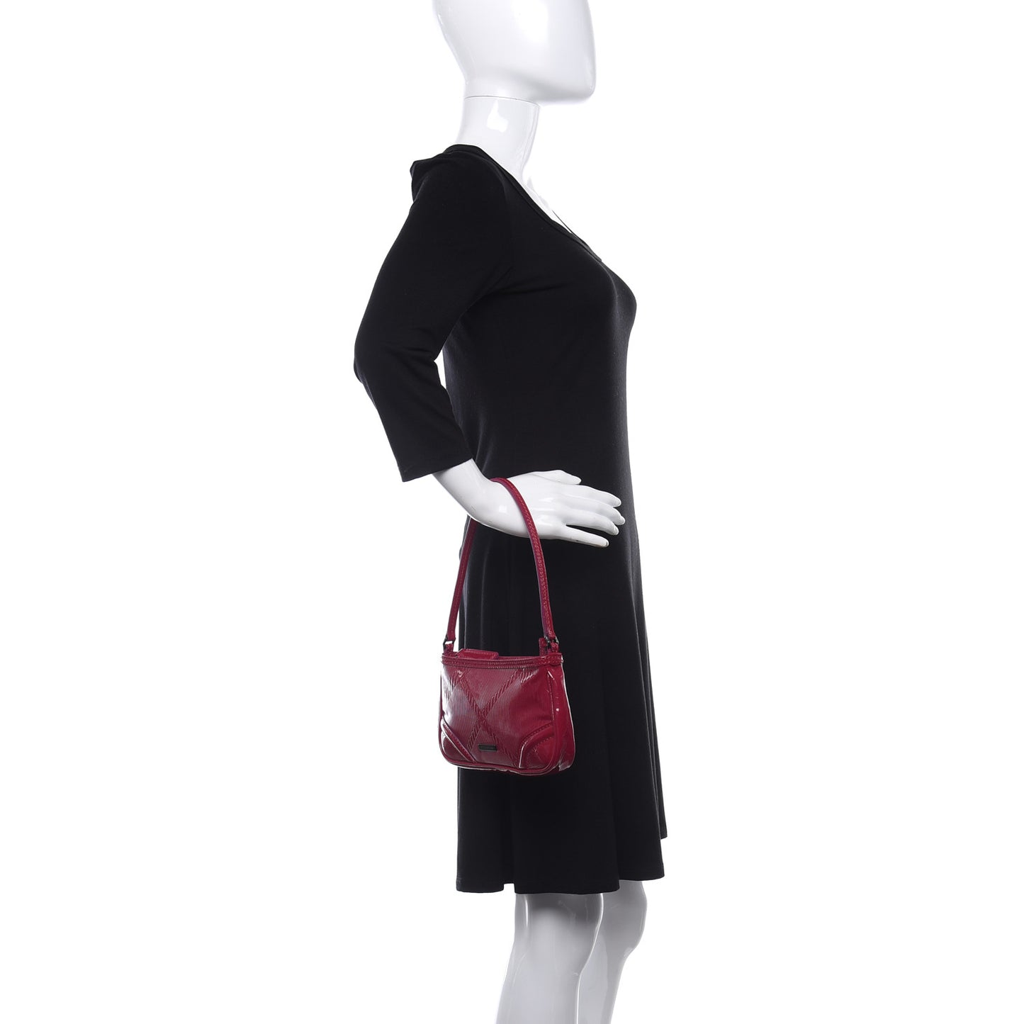 Patent Check Embossed Small Aston Sling Raspberry Sorbet