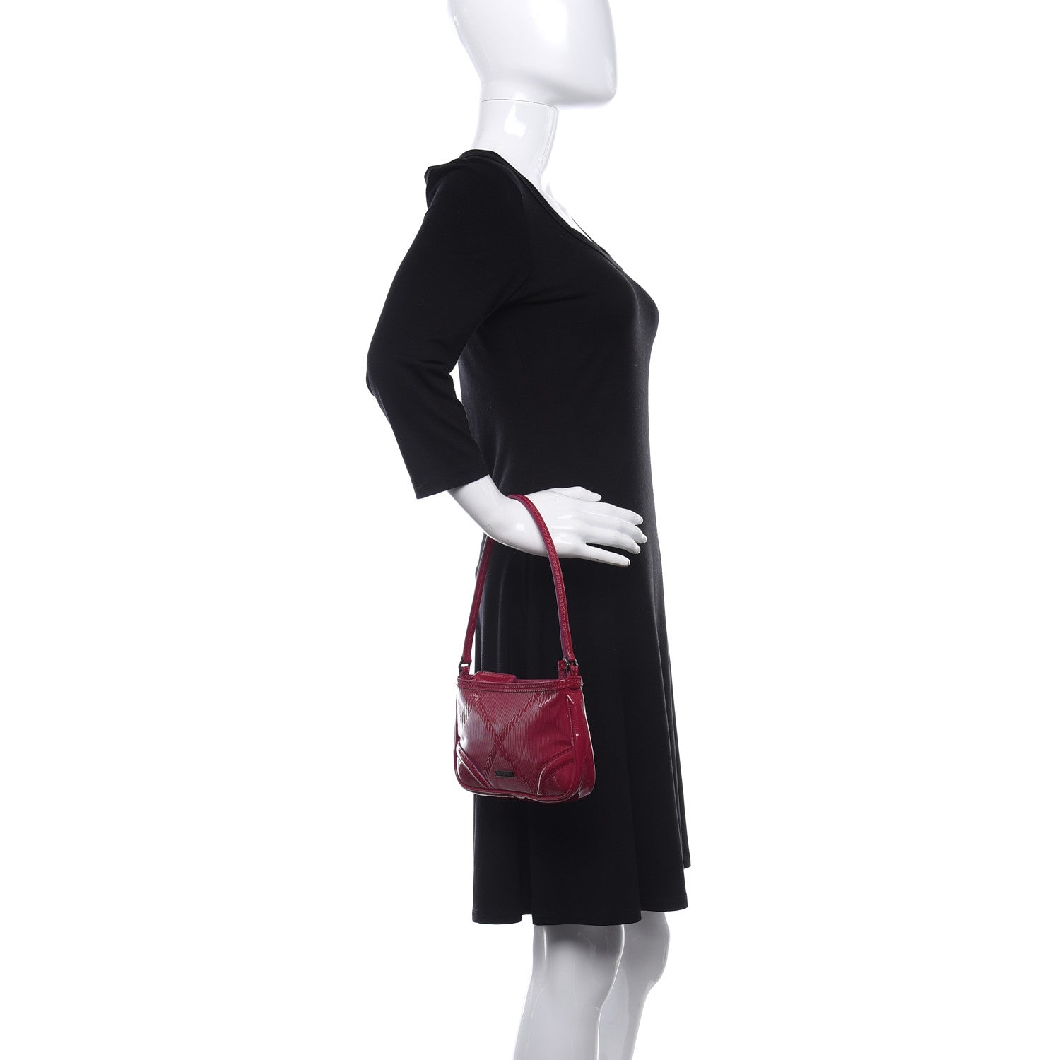 Burberry Patent Check Embossed Small Aston Sling Raspberry Sorbet 2 of 10