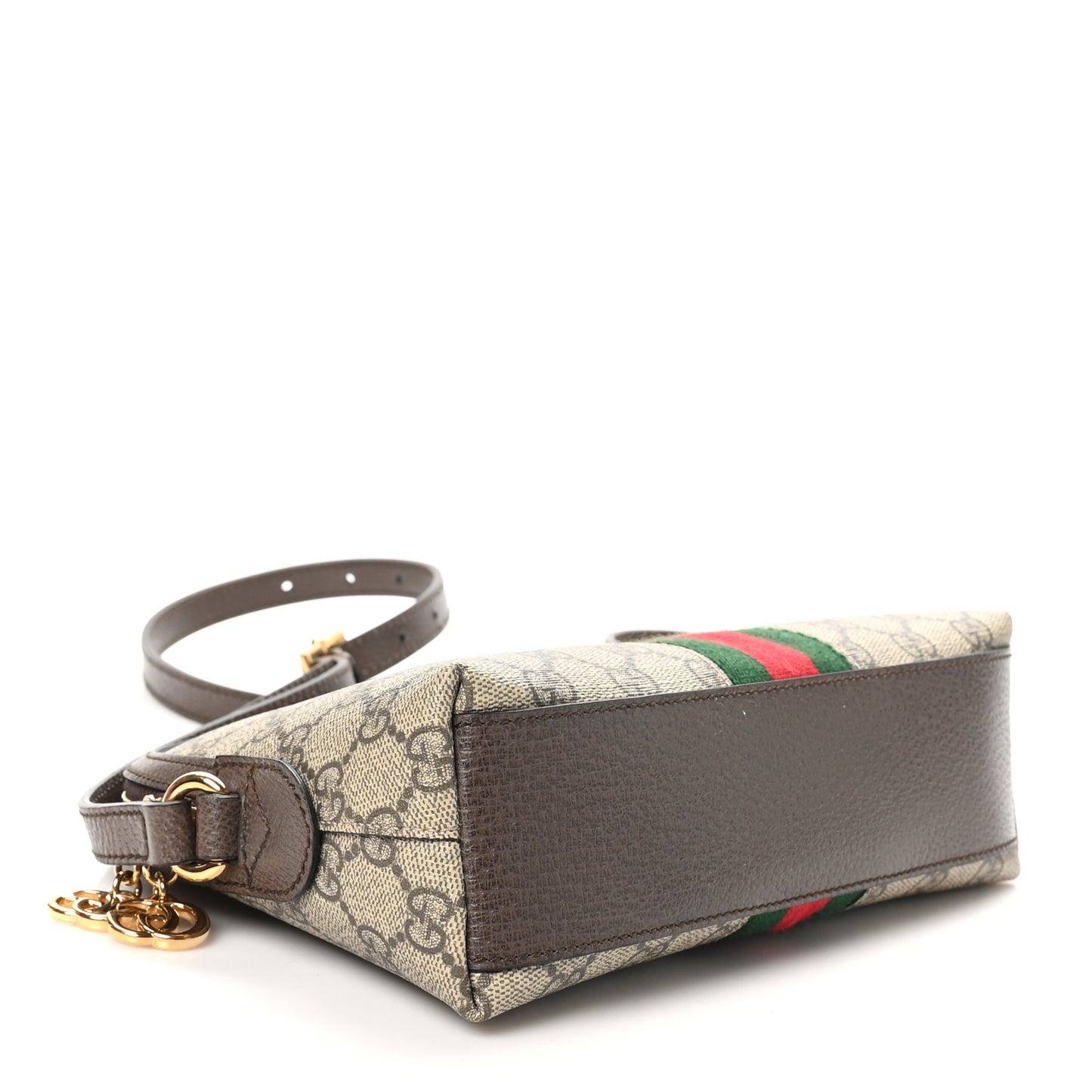 GG Supreme Monogram Textured Dollar Calfskin Web Small Ophidia Dome Shoulder Bag Beige Ebony New Acero