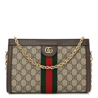 Gucci GG Supreme Monogram Web Small Ophidia Chain Shoulder Bag Brown 1 of 10
